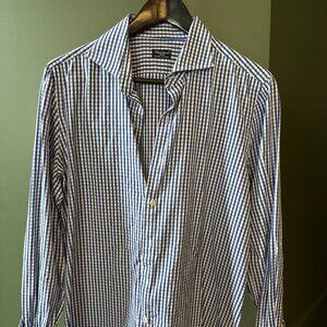 Finamore Napoli Blue Gingham Shirt - 16 / 41 - Made in Italy